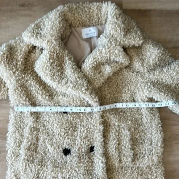STRADIVARIUS DOUBLE BUTTON TEDDY COAT IN PUTTY-NEUTRAL sz M - Picture 4 of 10